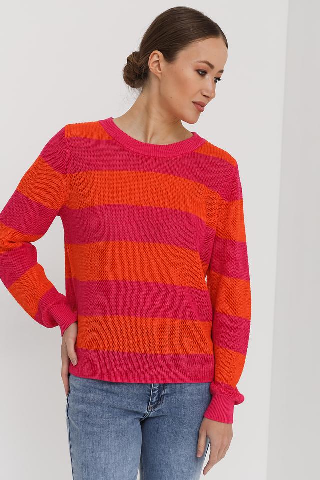 Пуловер Oui в полоску оранжевый