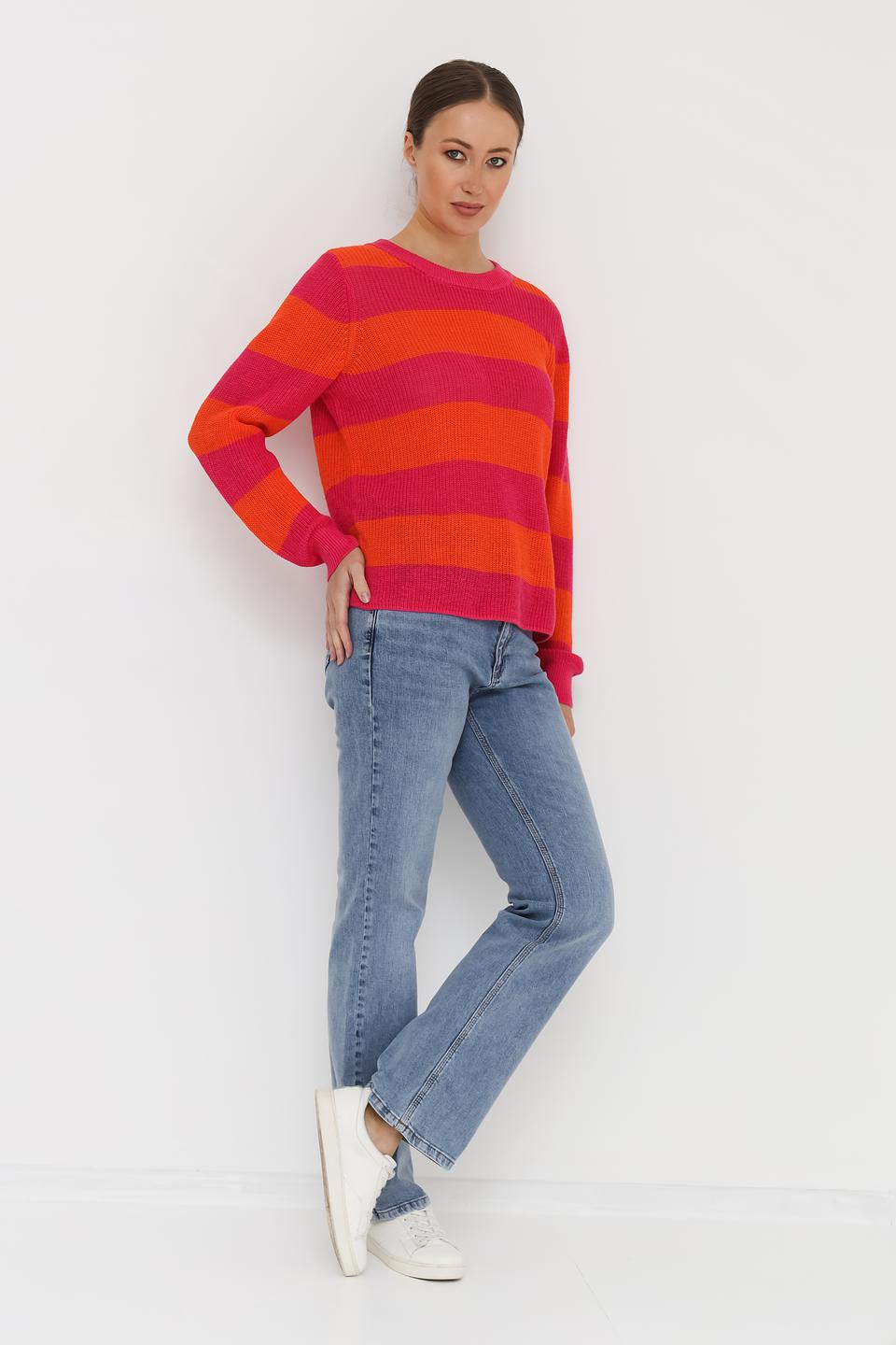Пуловер Oui в полоску оранжевый