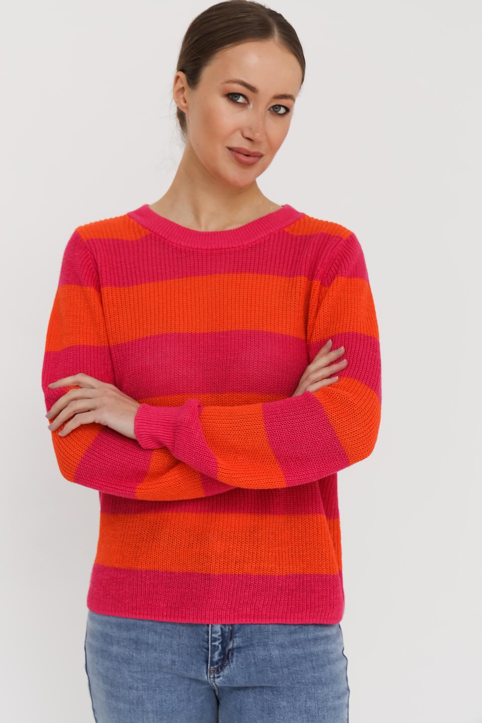 Пуловер Oui в полоску оранжевый