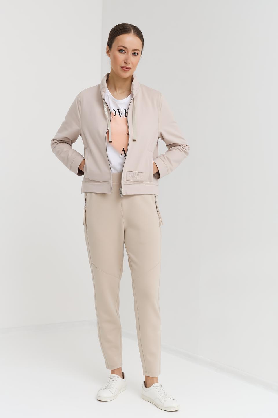 Брюки Oui бежевые с молниями