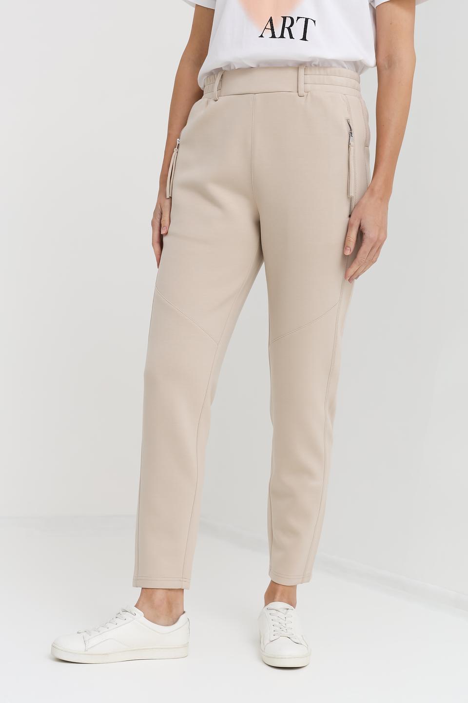 Брюки Oui бежевые с молниями