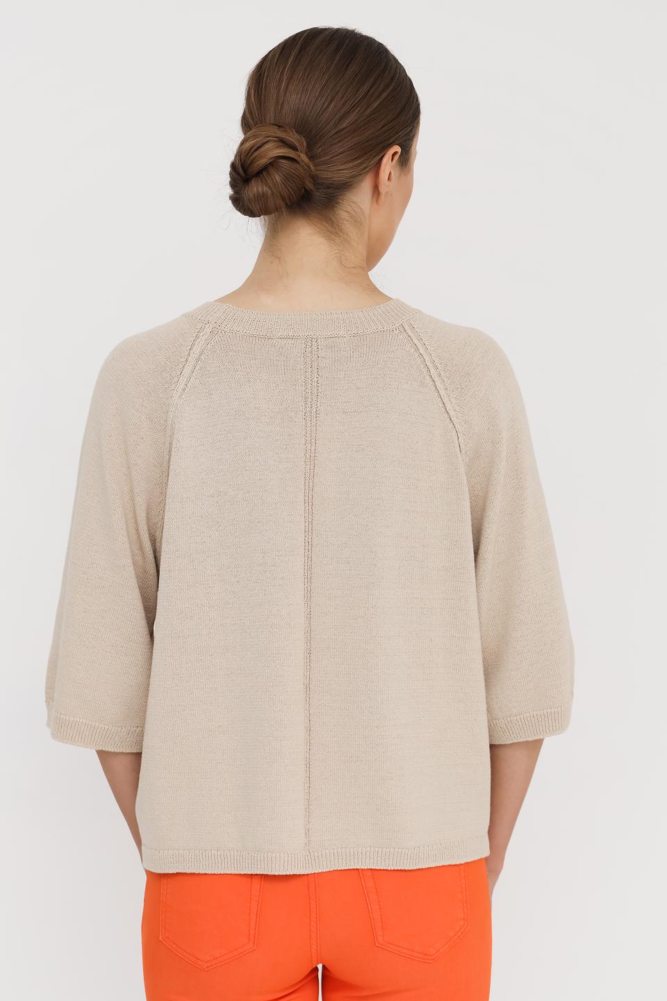 Пуловер Oui с принтом бежевый