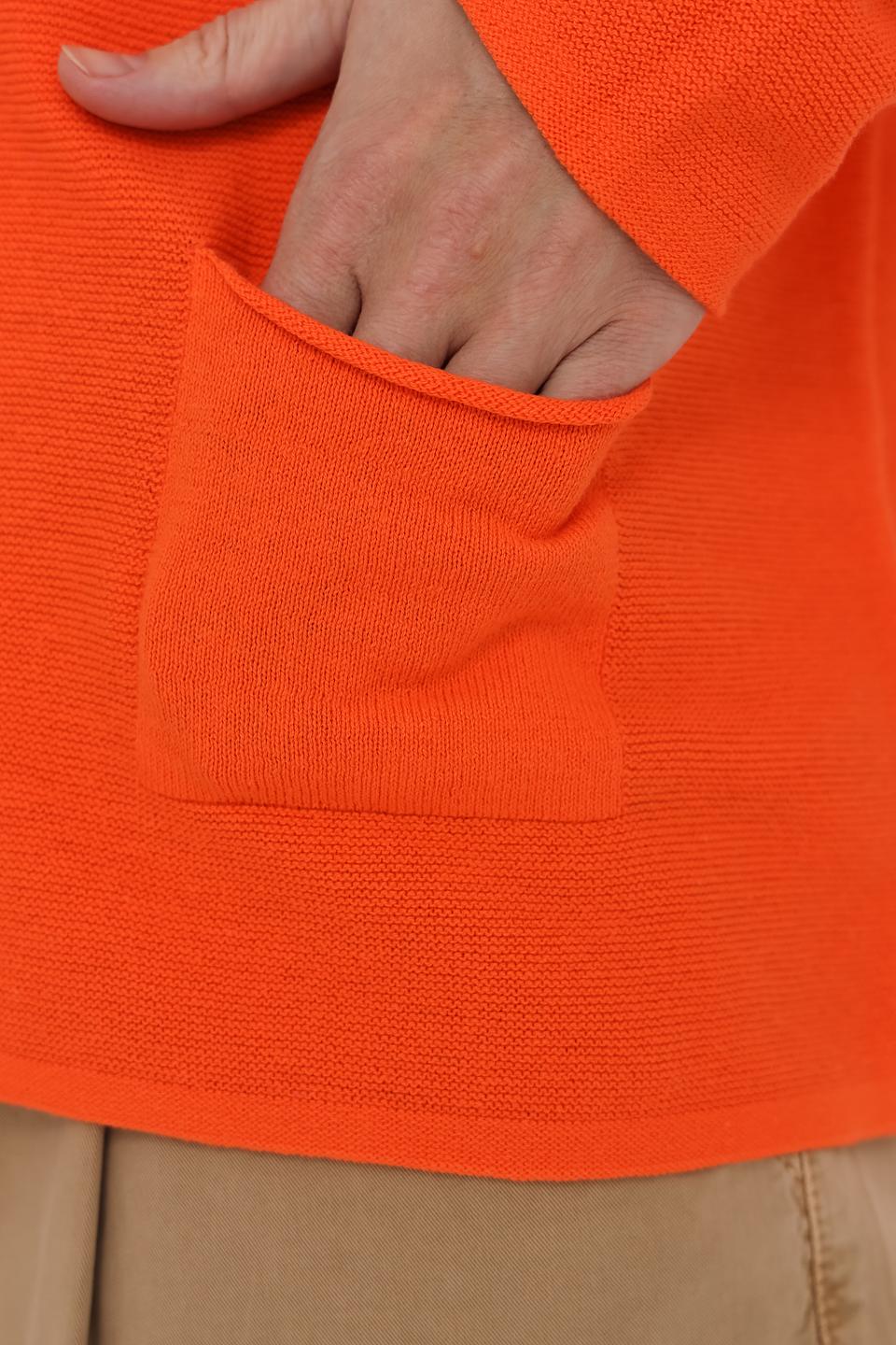 Пуловер Oui оранжевый с карманом