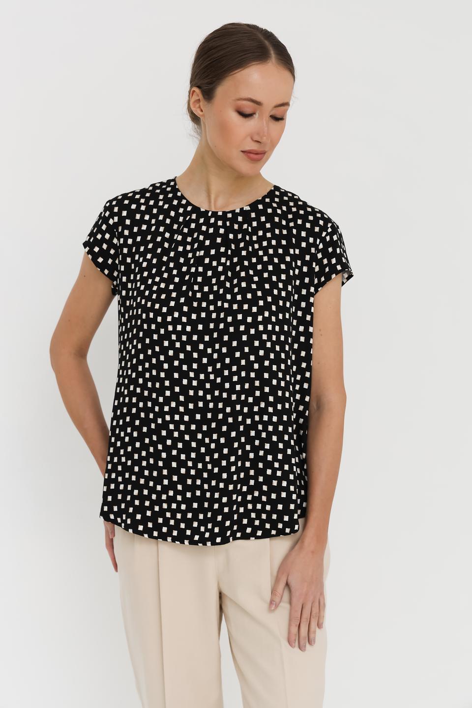 Блуза Taifun в горошек чёрная