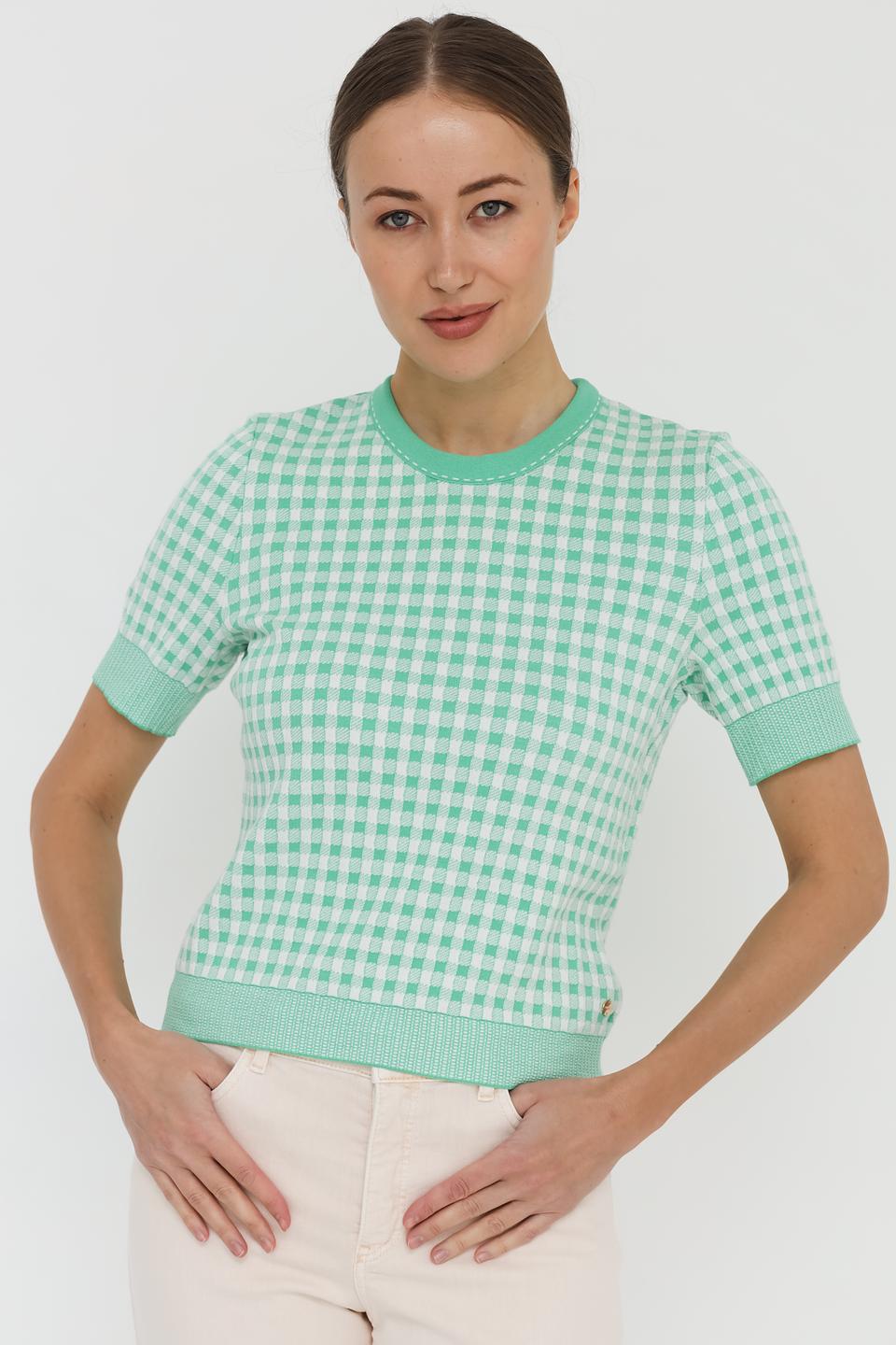 Пуловер Marc Cain в клетку мятный