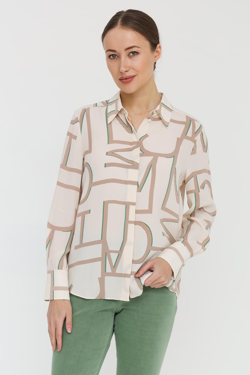 Рубашка Marc Cain с принтом бежевая