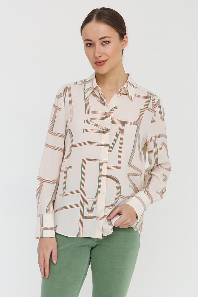 Рубашка Marc Cain с принтом бежевая