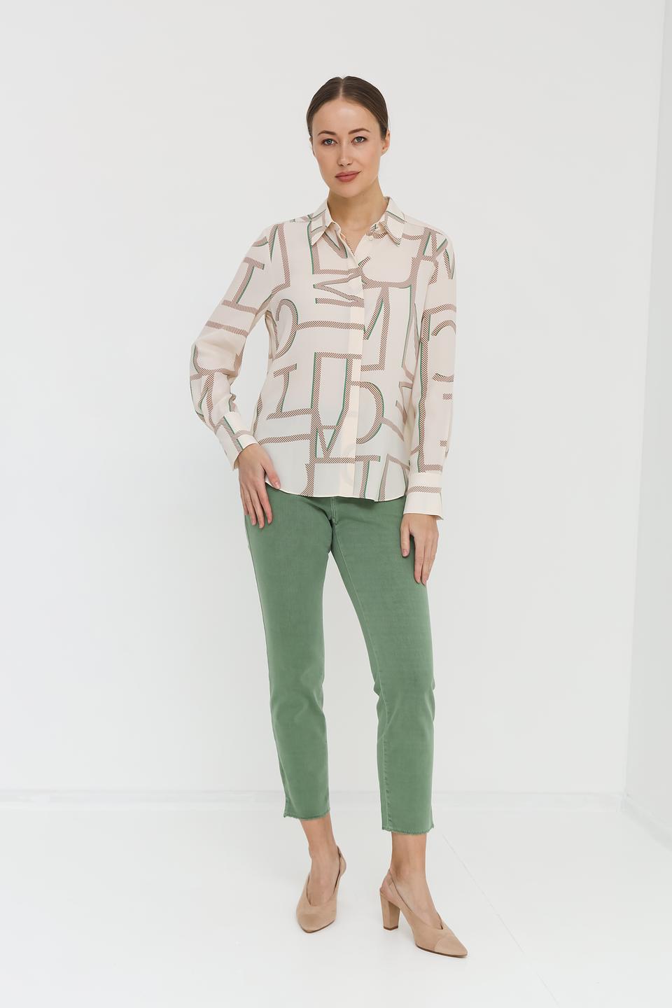 Рубашка Marc Cain с принтом бежевая