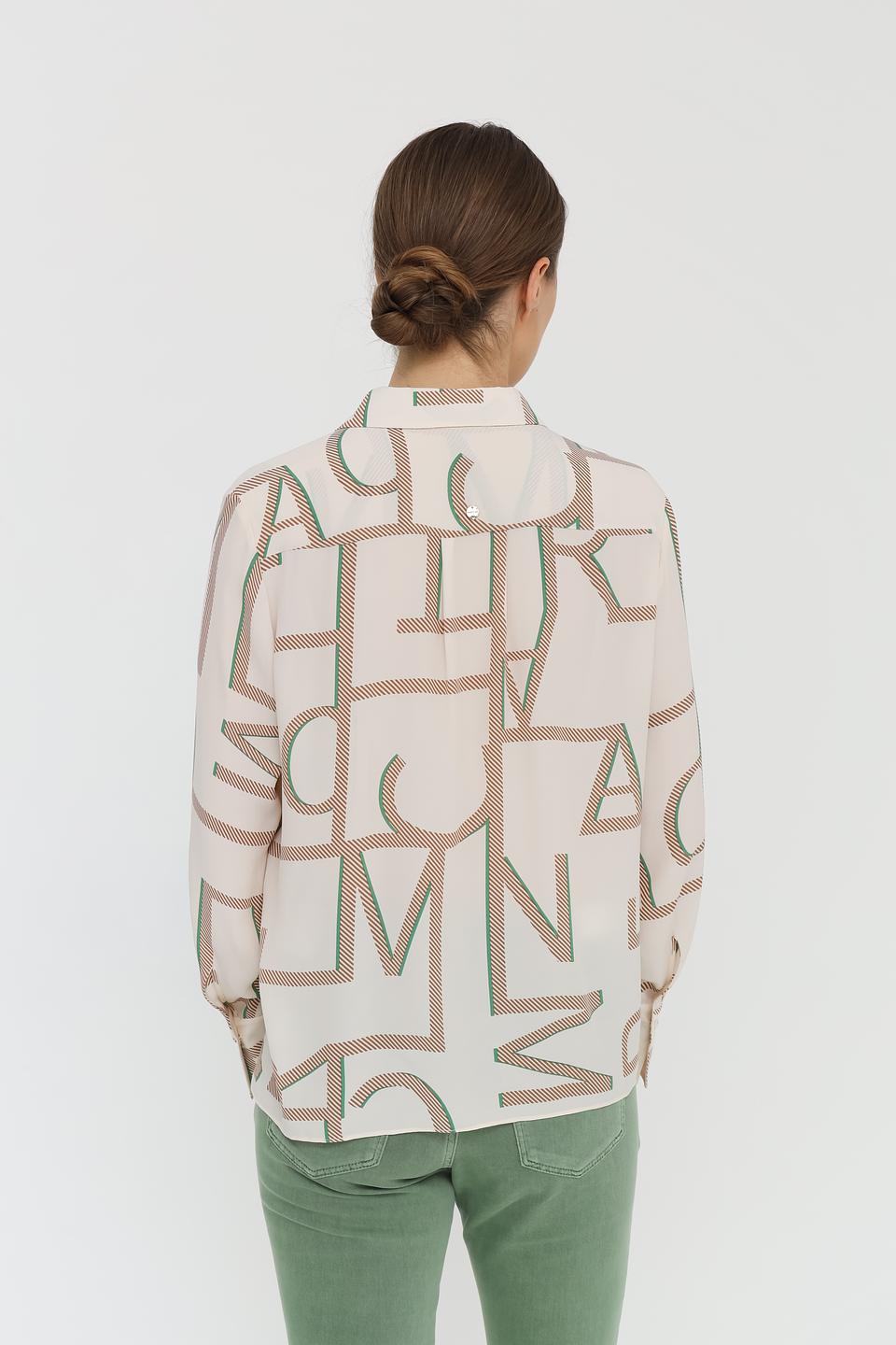 Рубашка Marc Cain с принтом бежевая