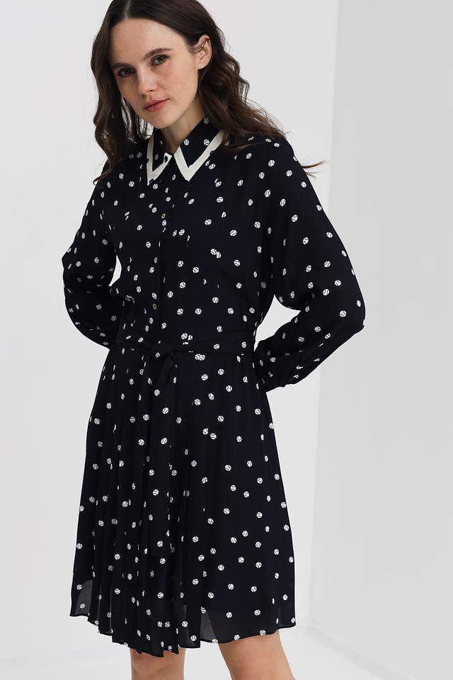 Платье i Blues в горошек чёрное