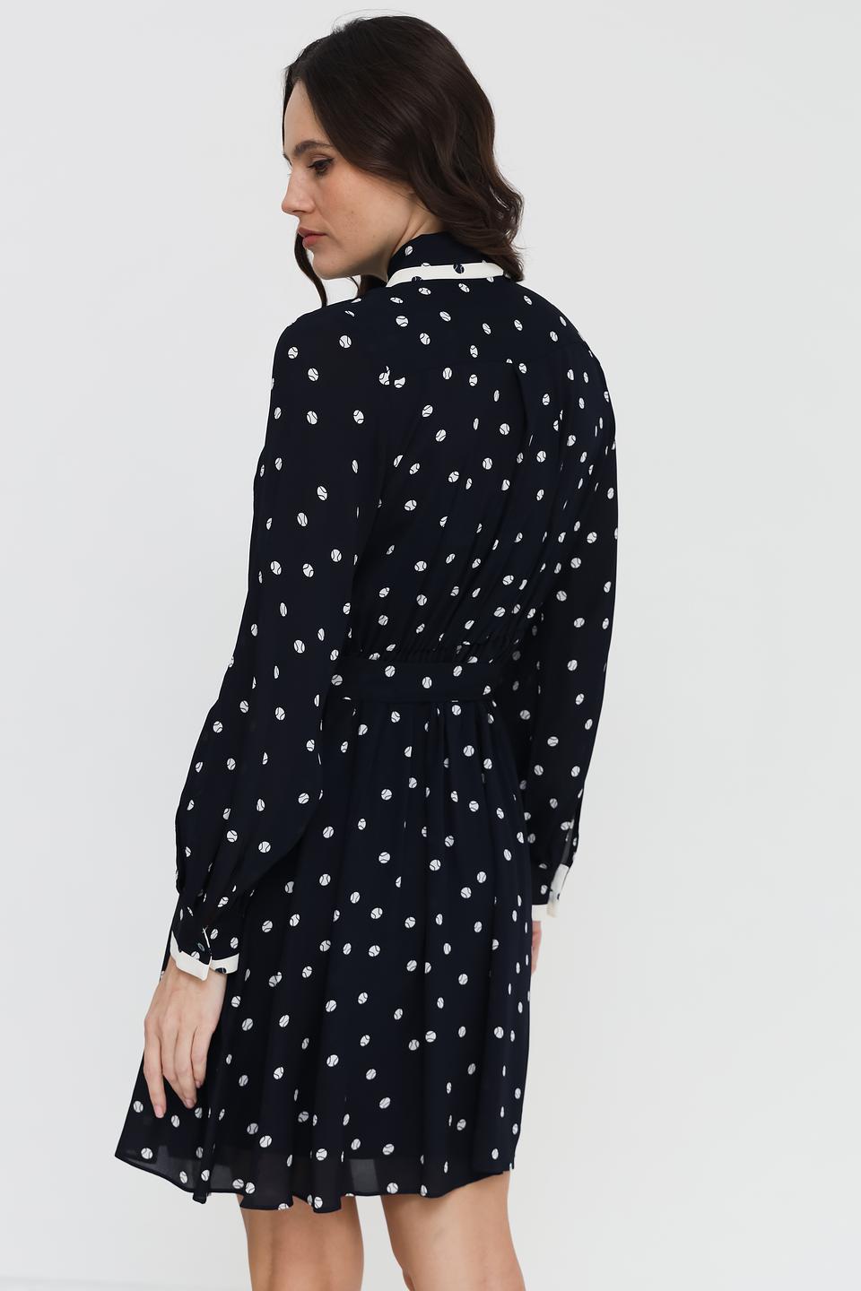 Платье i Blues в горошек чёрное