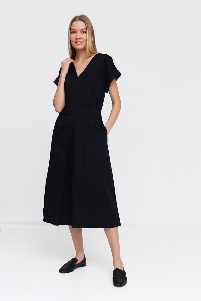 Платье Pezzo чёрное с V-образным вырезом