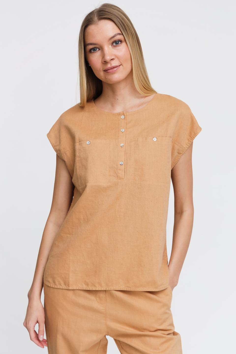 Блуза Pezzo с рукавами-воланами бежевая