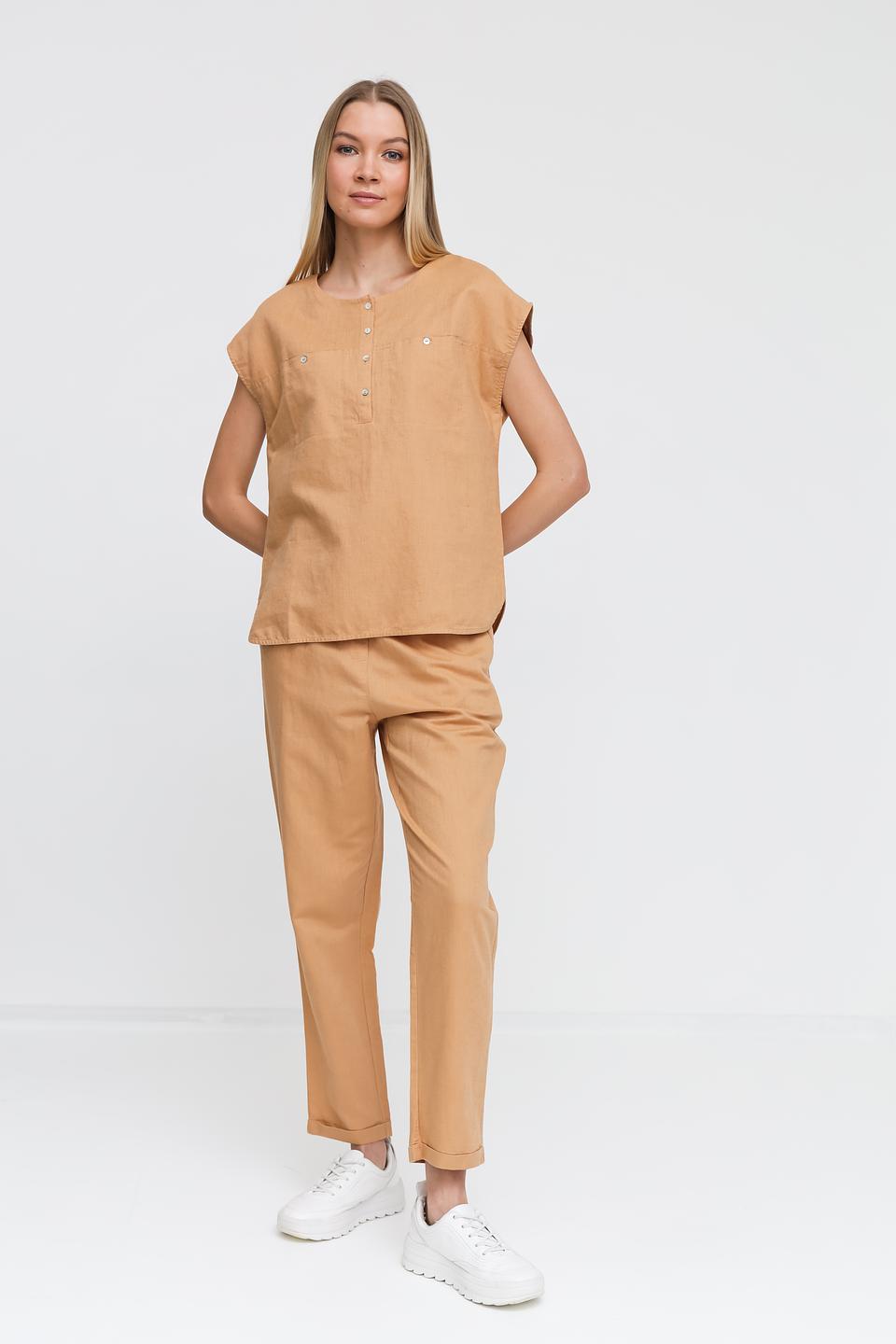 Блуза Pezzo с рукавами-воланами бежевая