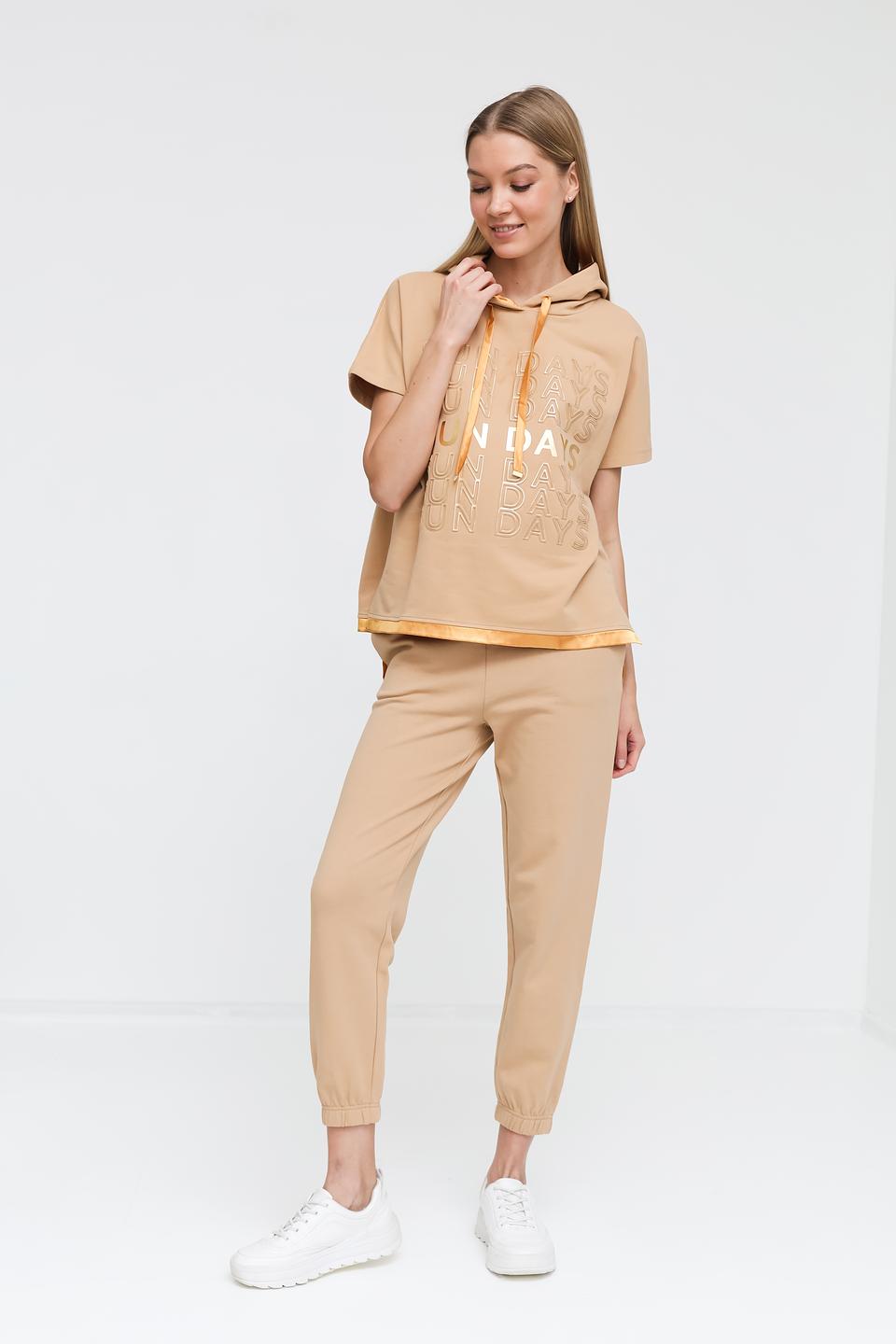 Толстовка Pezzo с надписью бежевая