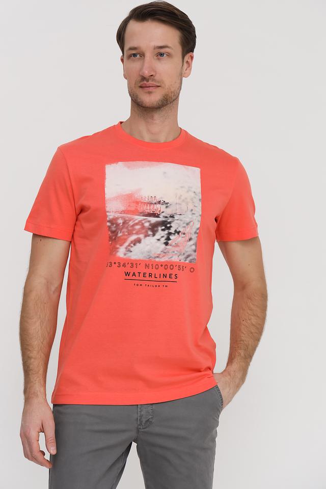 Футболка Tom Tailor с принтом коралловая