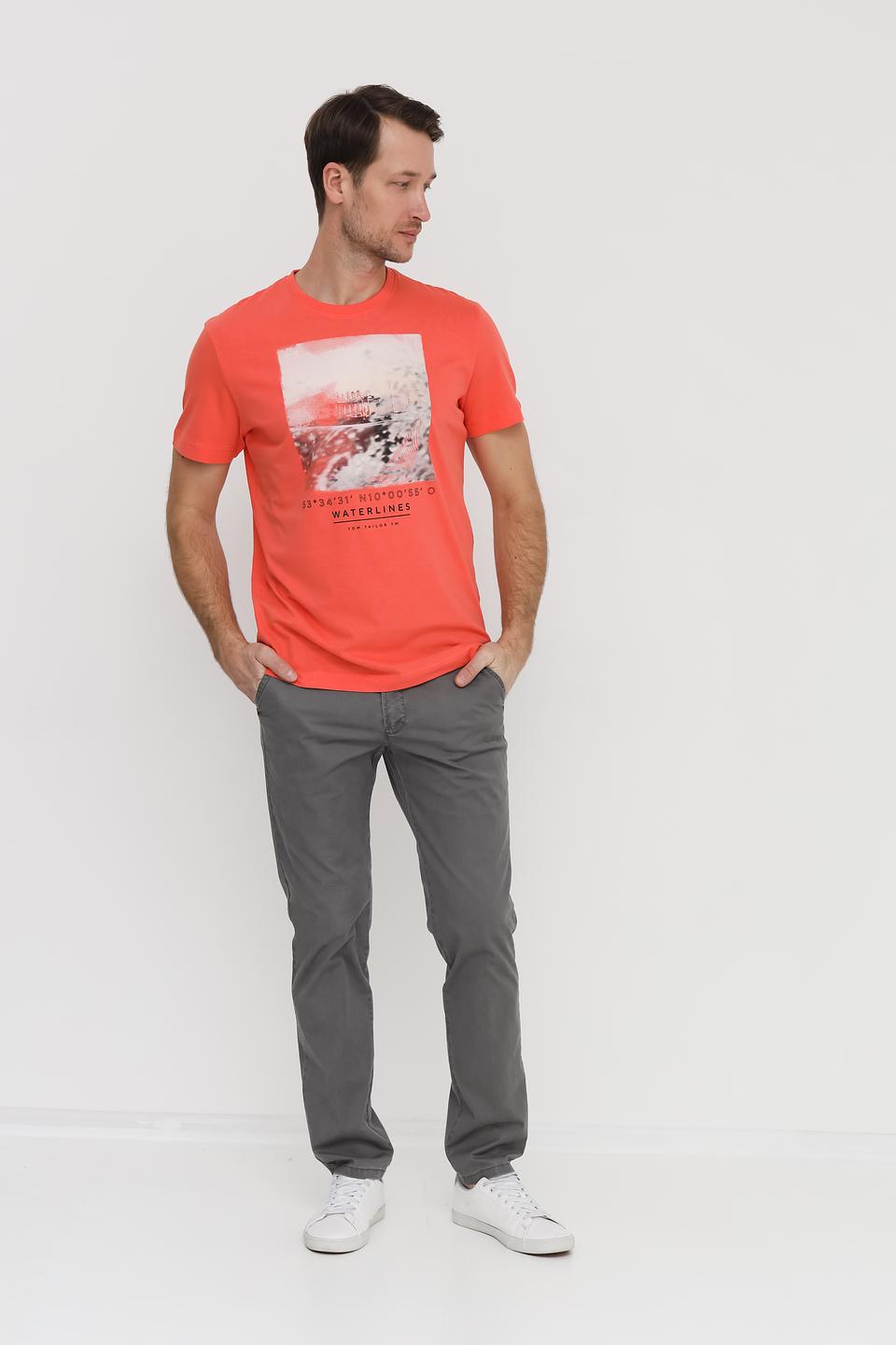 Футболка Tom Tailor с принтом коралловая