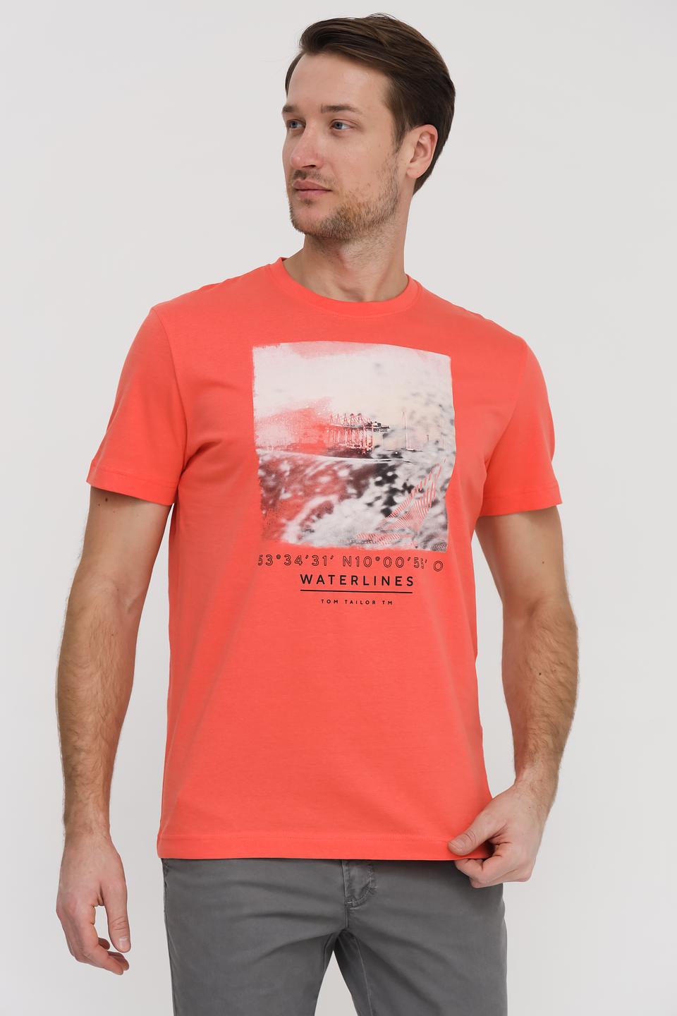 Футболка Tom Tailor с принтом коралловая