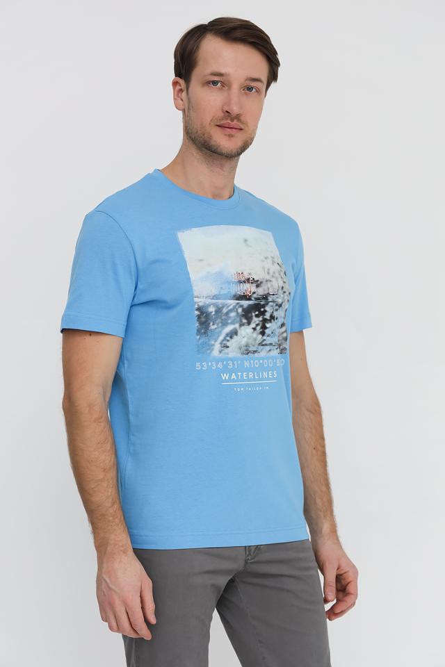 Футболка Tom Tailor с принтом голубая