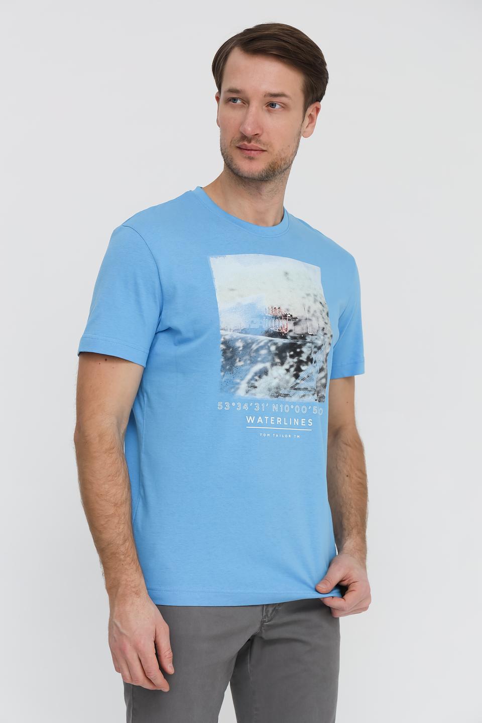 Футболка Tom Tailor с принтом голубая