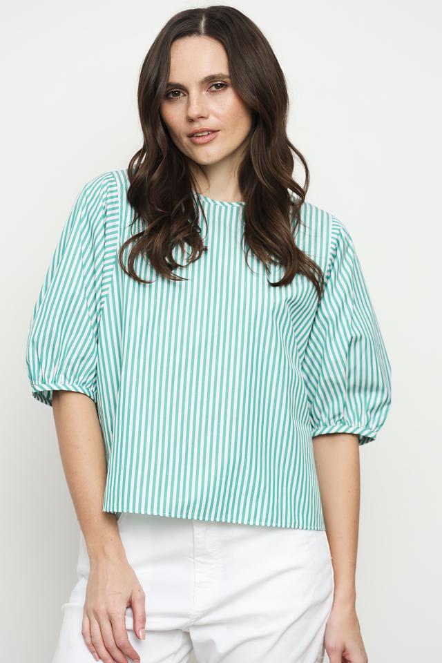 Блуза i Blues в полоску зелёная