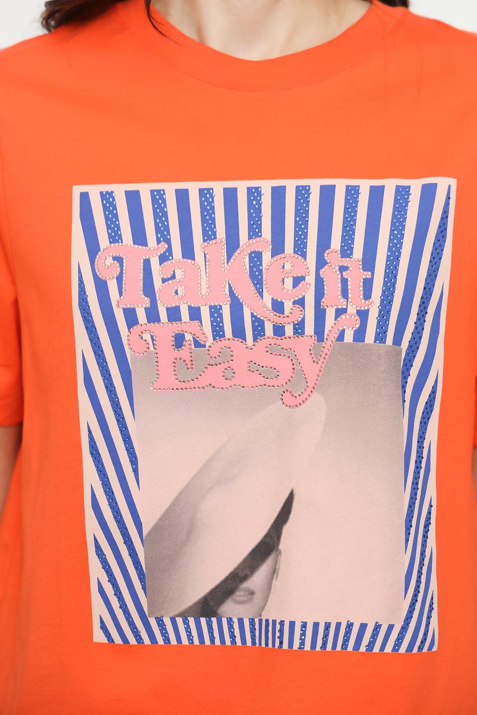 Футболка Rich and Royal оранжевая с принтом