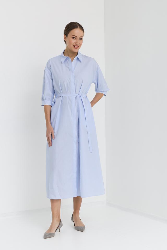 Платье рубашка UNQ в полоску голубое