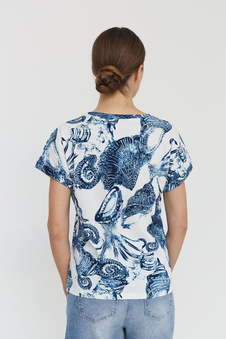 Блуза UNQ с принтом в синем цвете