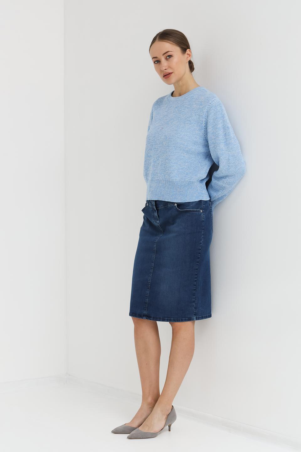 Пуловер Taifun голубой вязаный