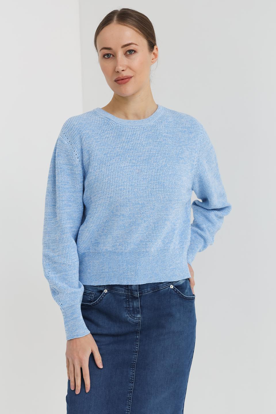 Пуловер Taifun голубой вязаный