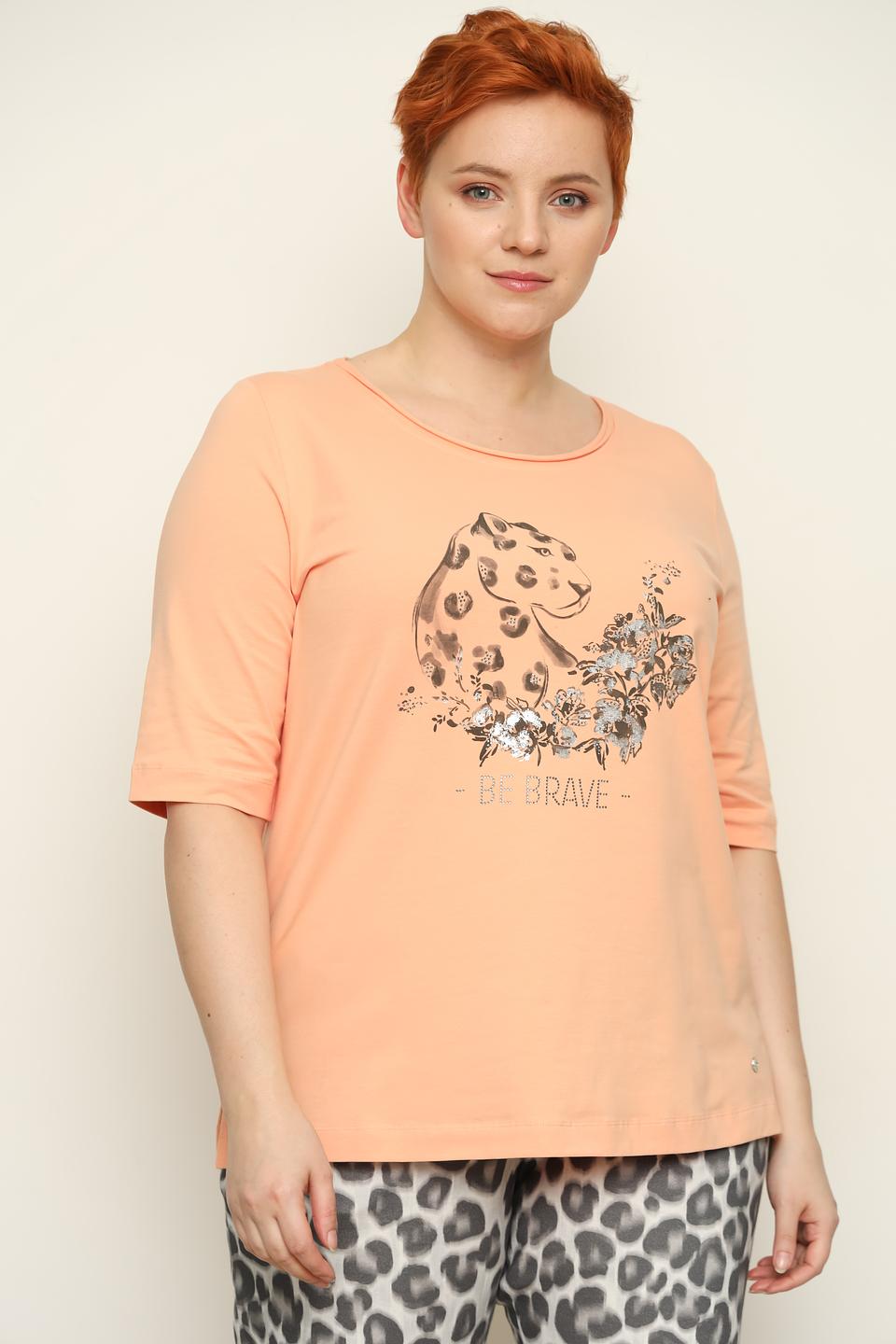 Футболка Frapp с леопардом персиковый