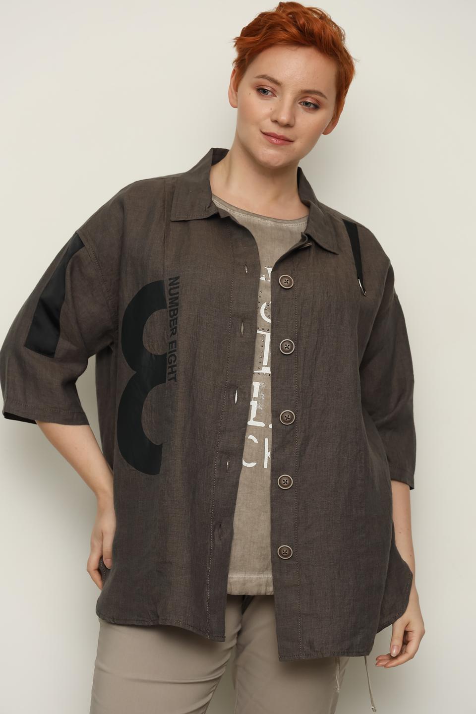 Рубашка оверсайз Doris Streich серая