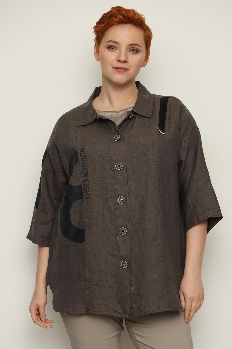 Рубашка оверсайз Doris Streich серая