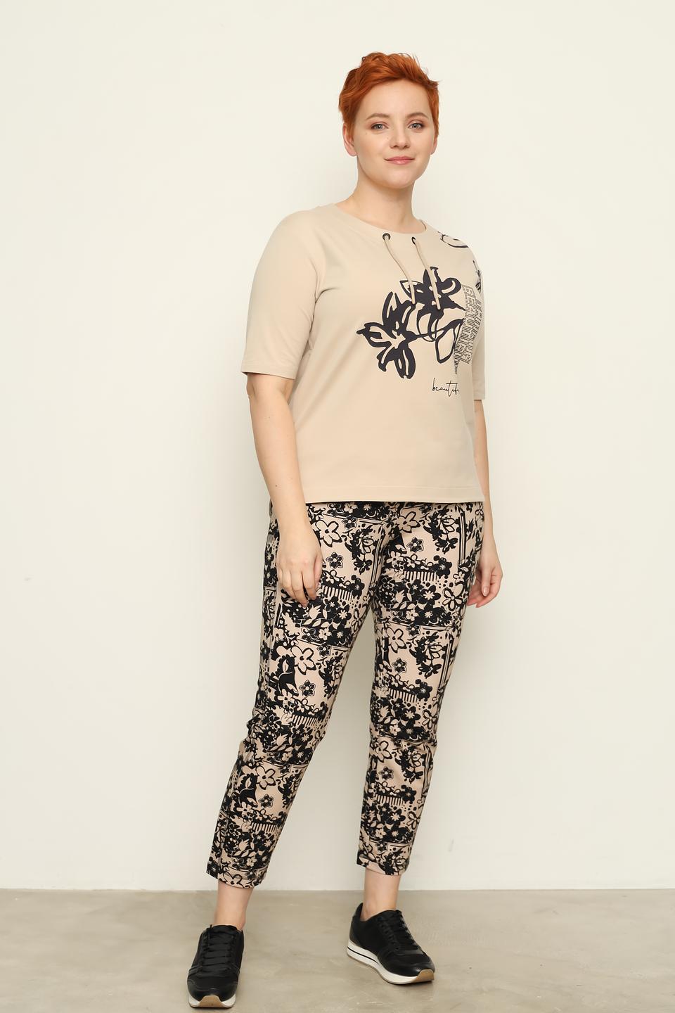 Футболка Thomas Rabe с принтом бежевая