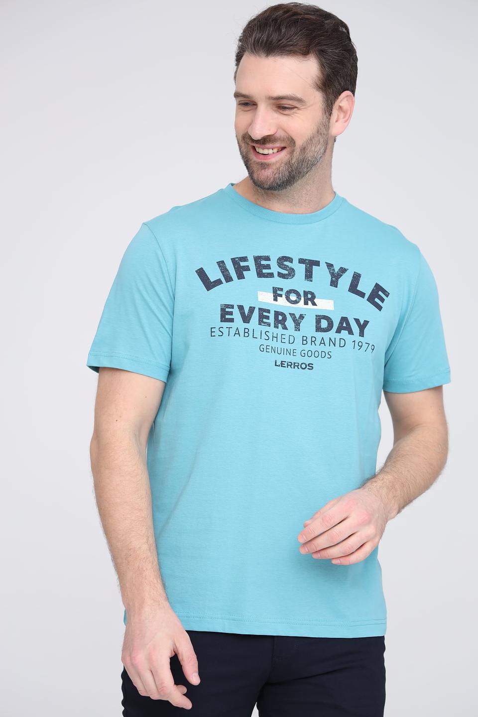 Футболка Lerros бирюзовая с принтом