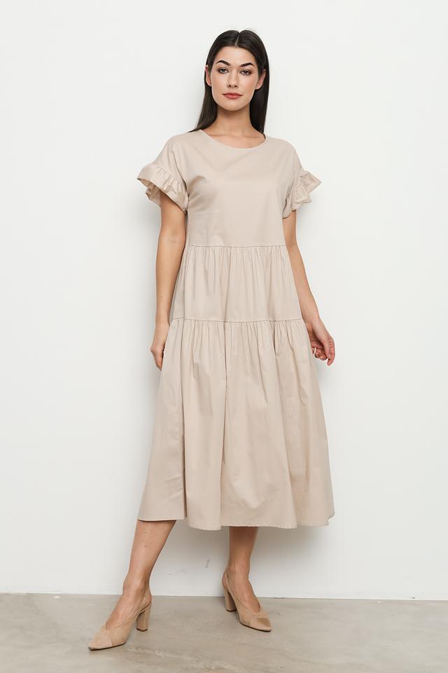 Платье Villa Reale бежевое с воланами