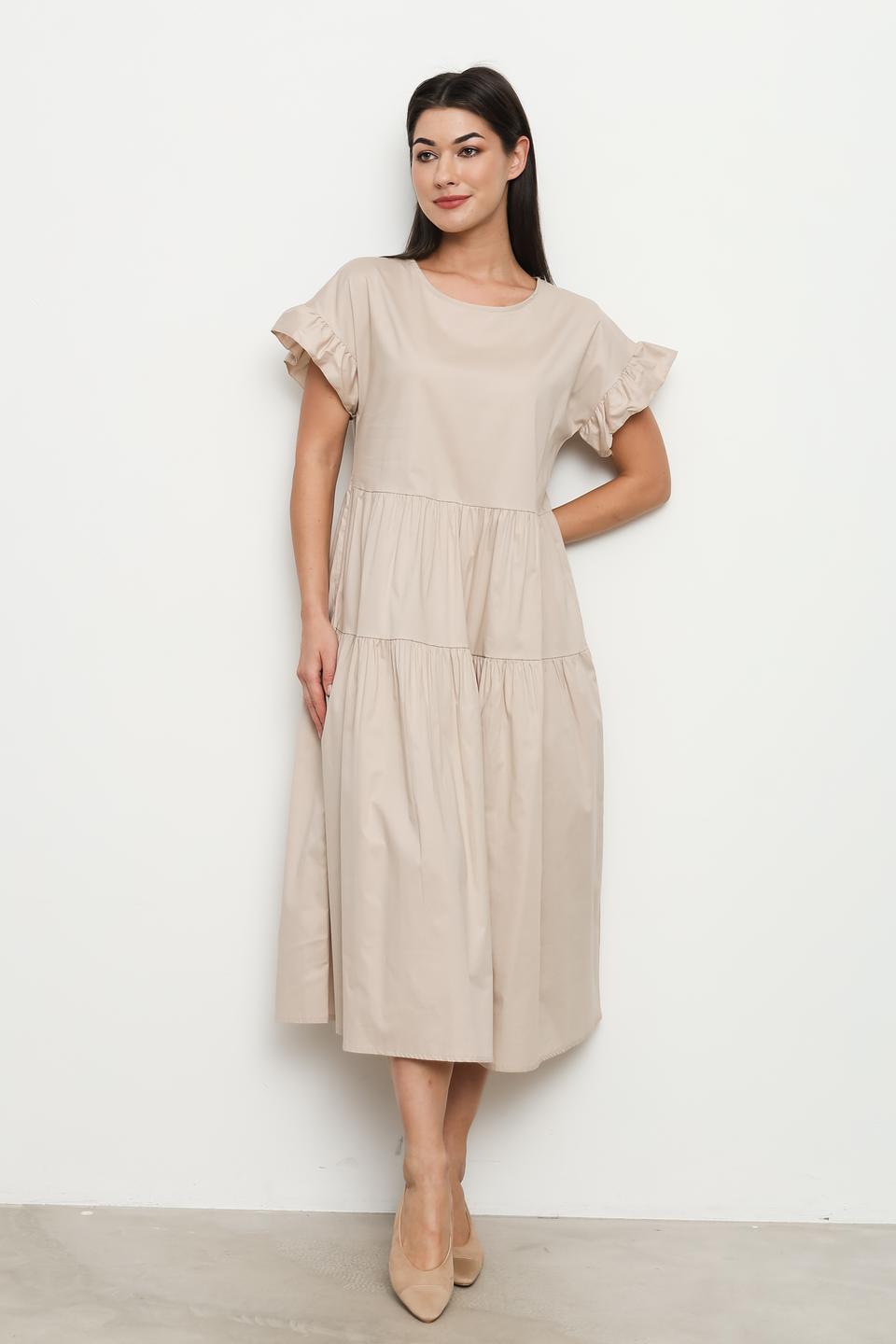 Платье Villa Reale бежевое с воланами