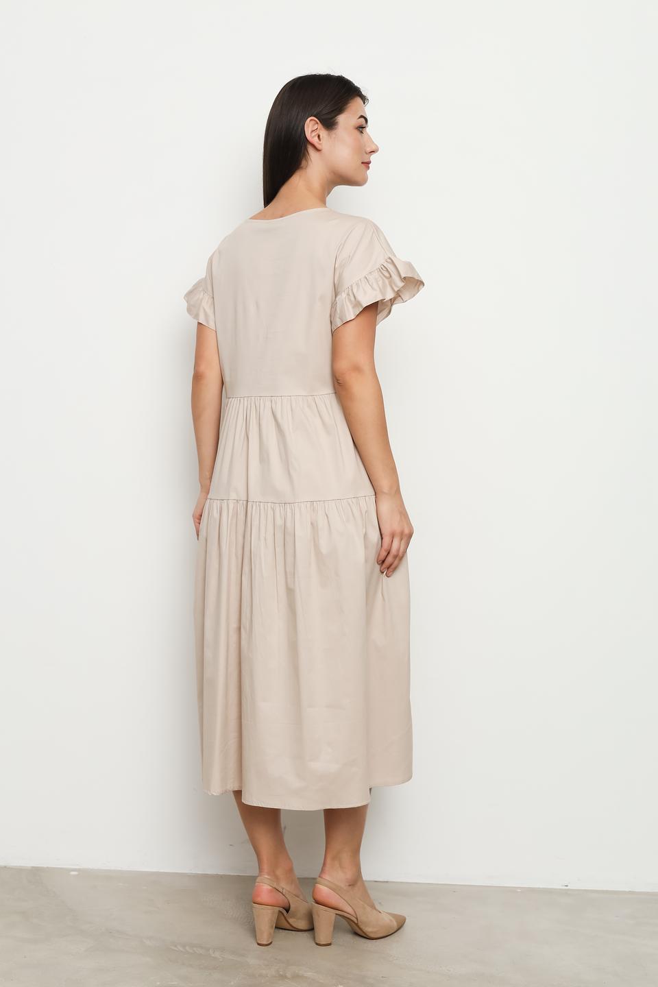 Платье Villa Reale бежевое с воланами