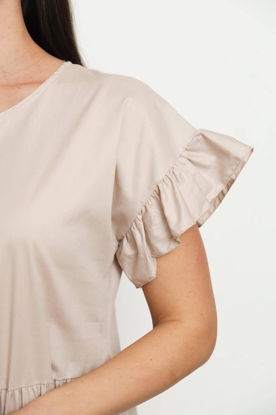 Платье Villa Reale бежевое с воланами