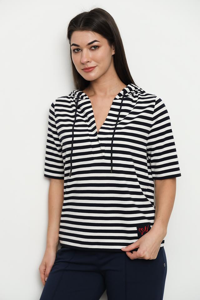 Футболка Margittes в полоску с капюшоном