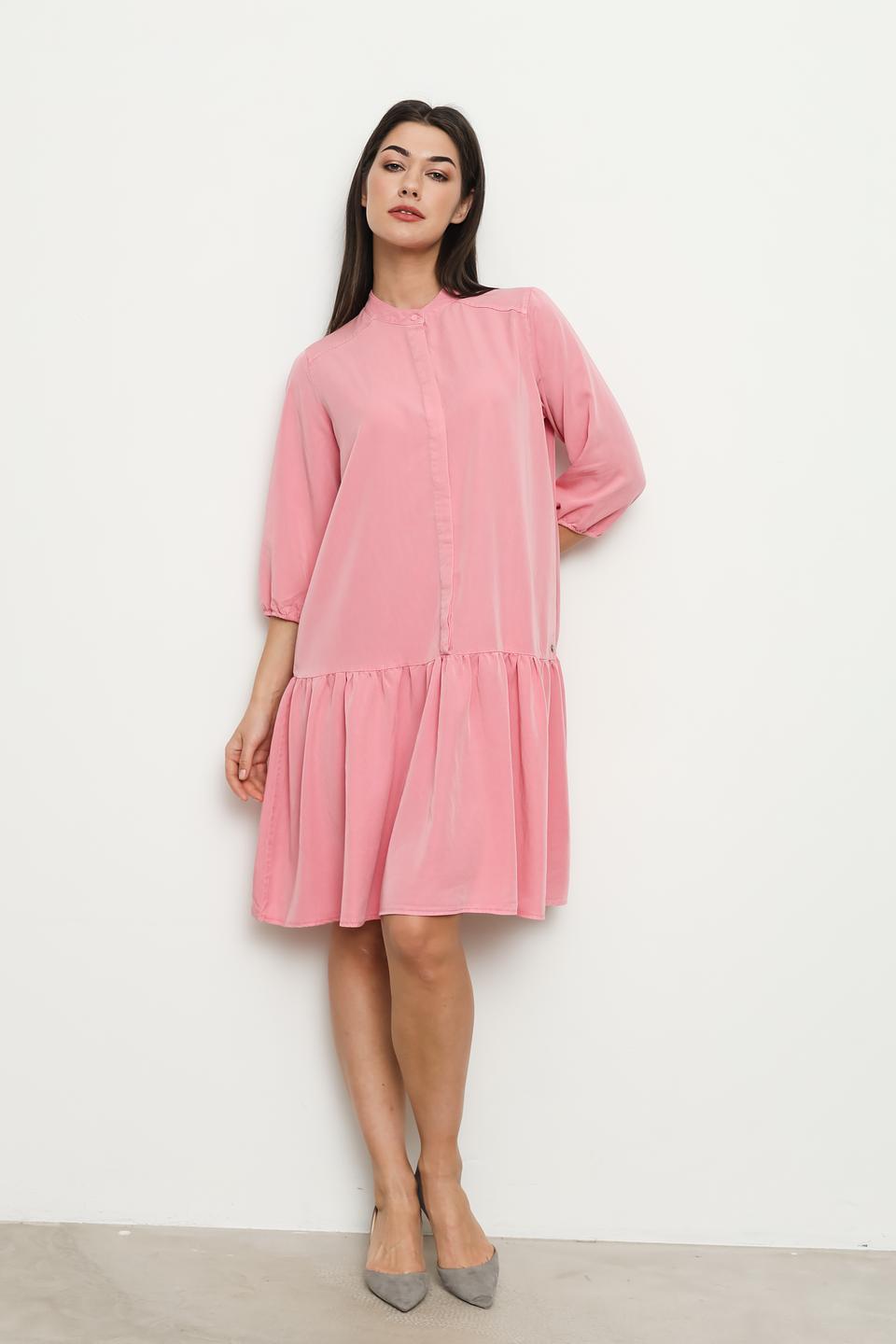 Платье Broadway с воланом пудрово-розовое