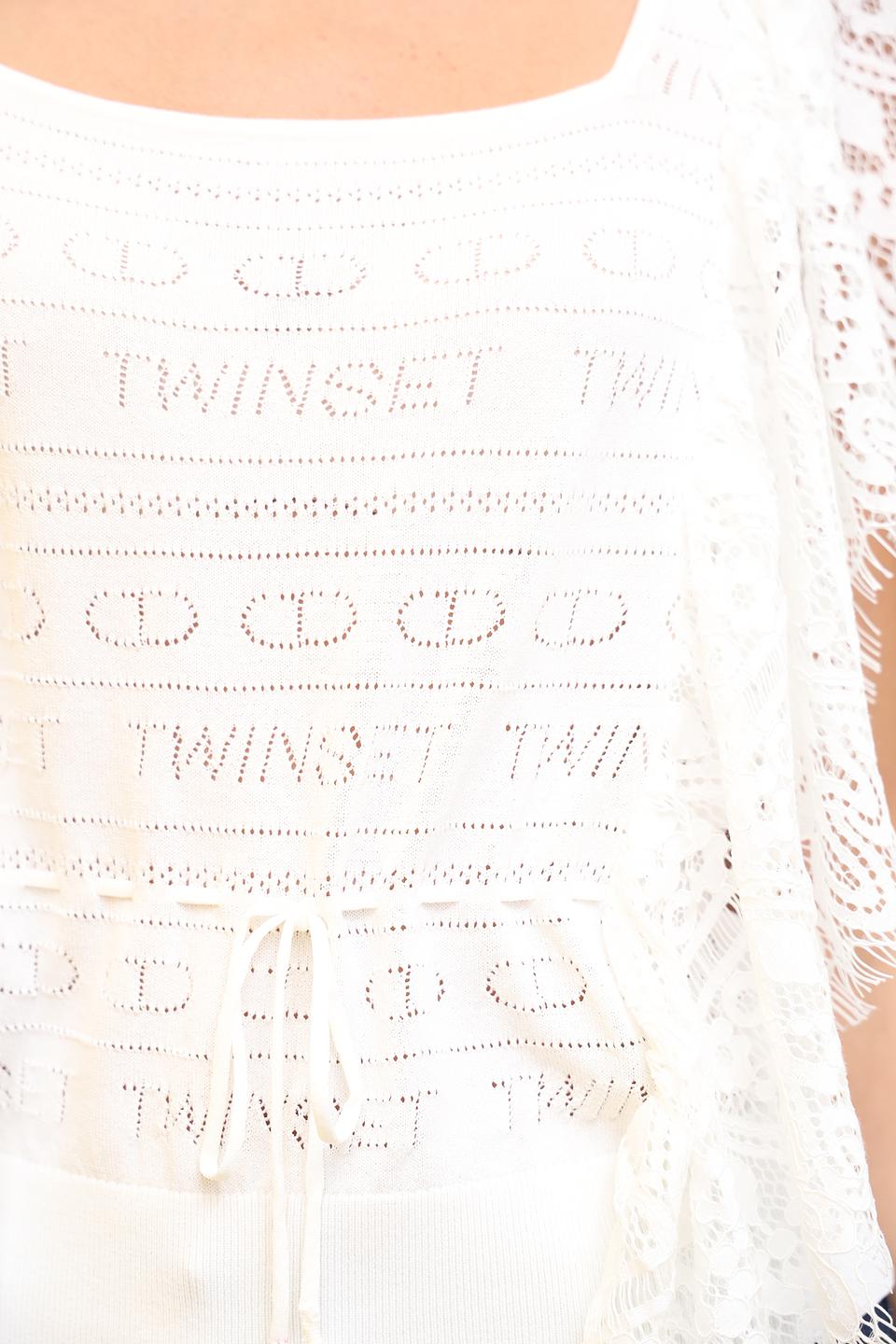 Блуза Twin Set с кружевом молочный