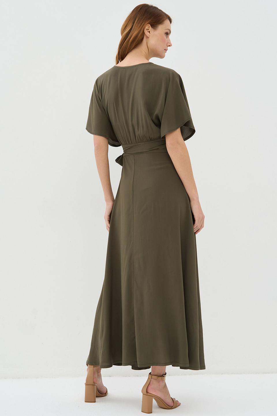 Платье VAY с запахом оливковое