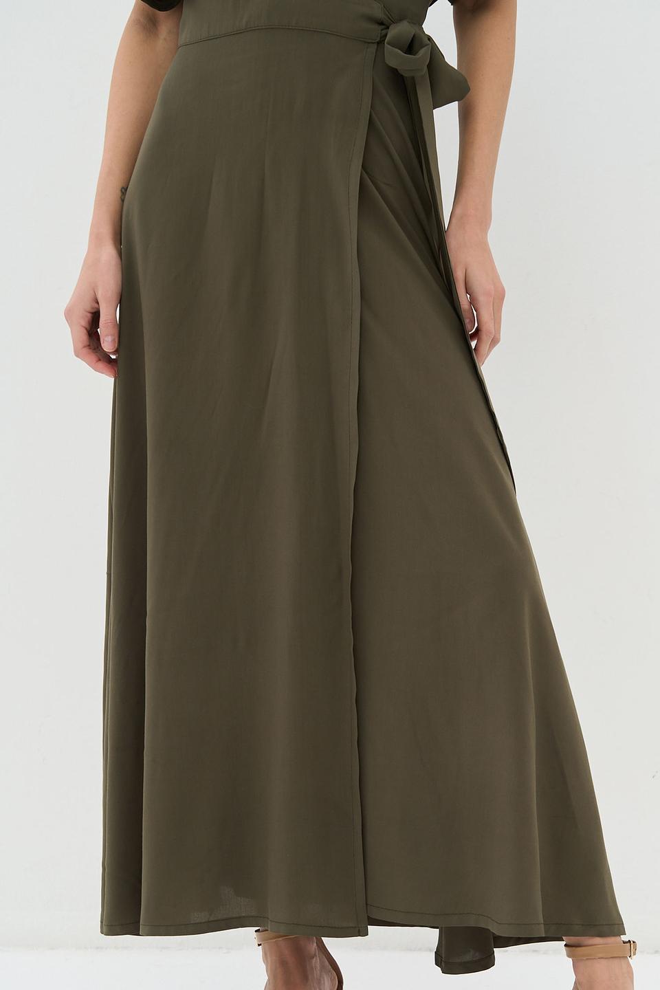 Платье VAY с запахом оливковое