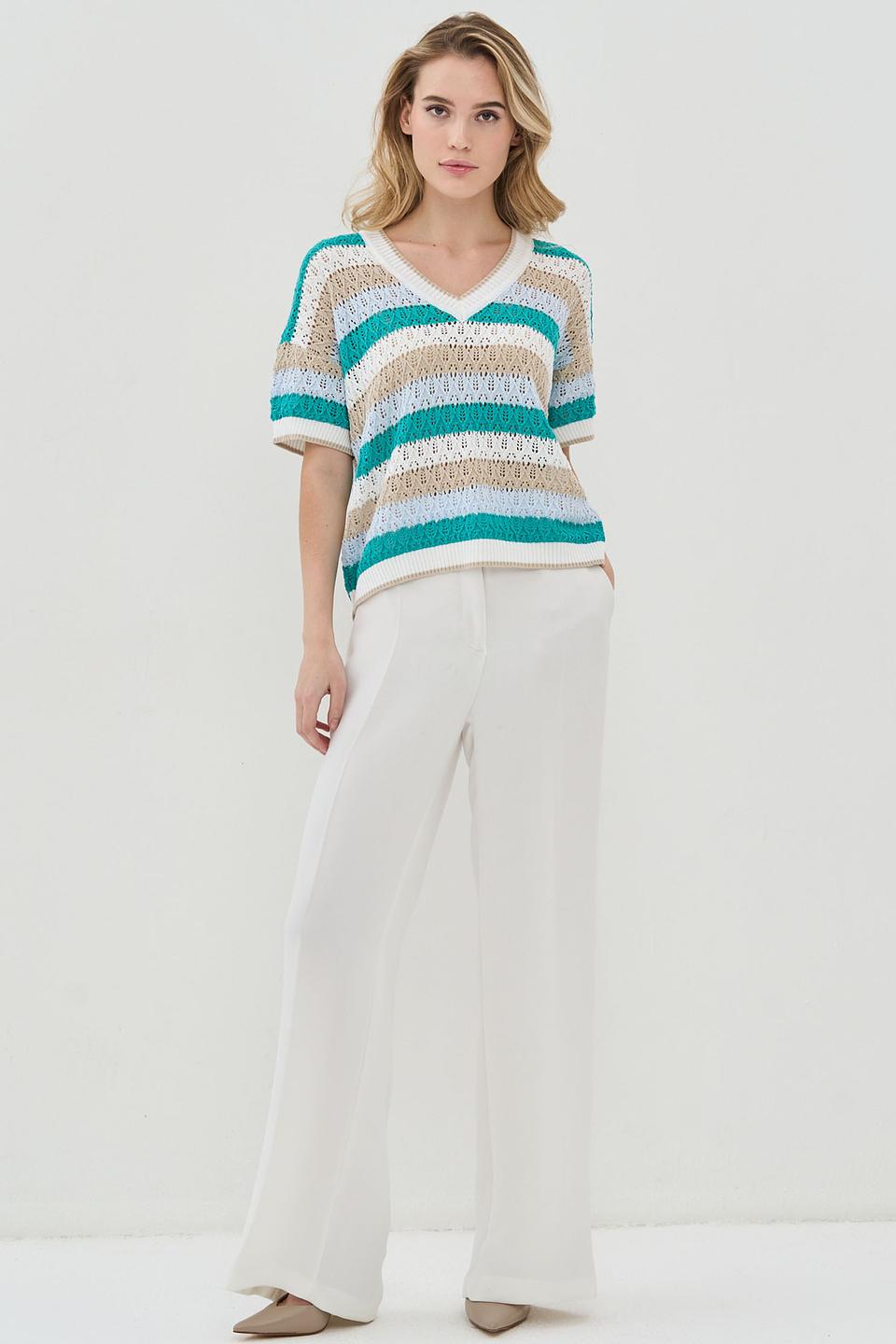 Джемпер VAY в полоску голубой