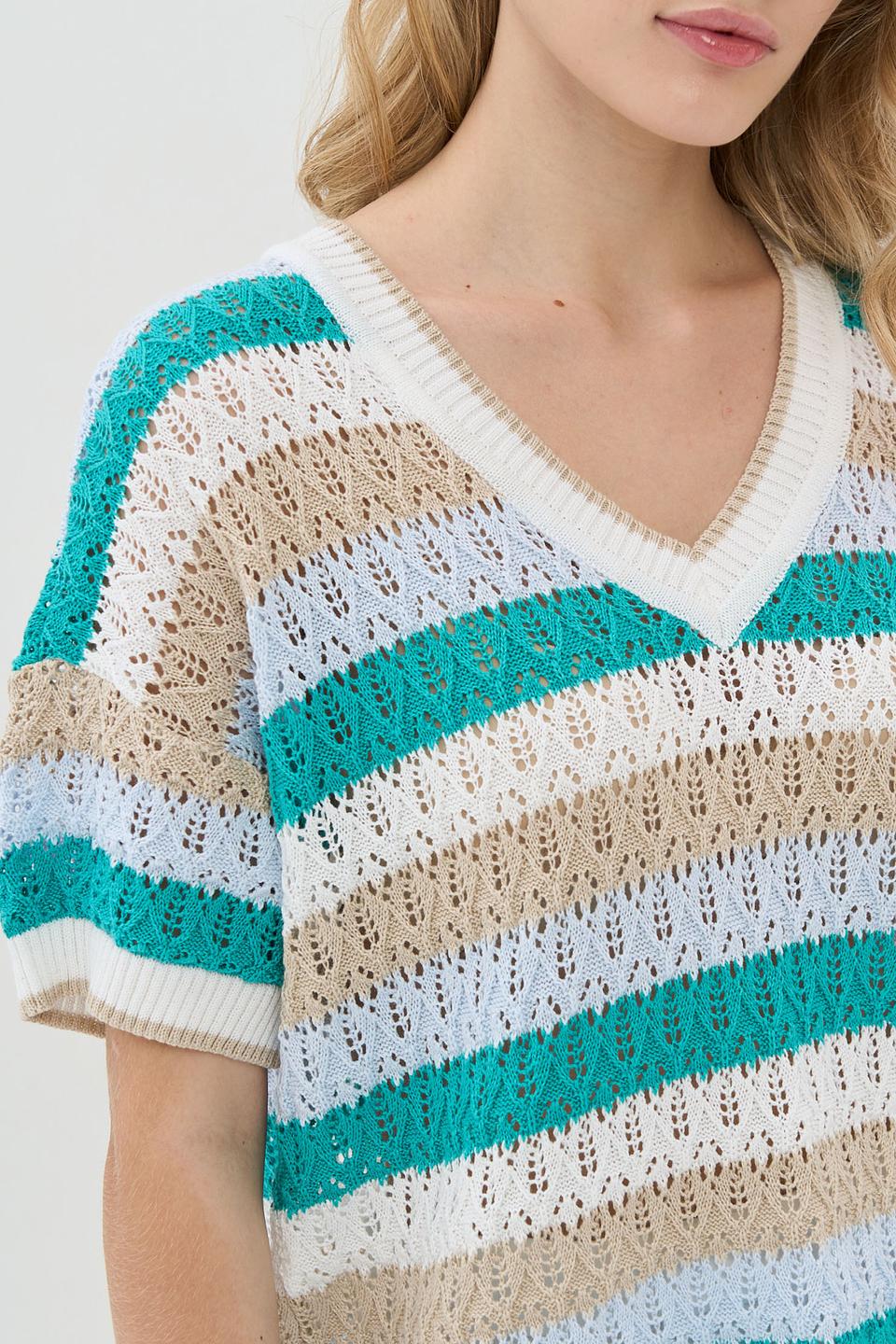 Джемпер VAY в полоску голубой