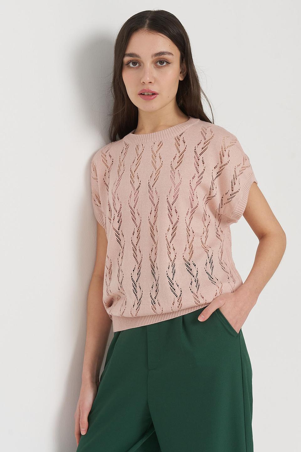 Джемпер VAY с ажурной вязкой бежевый