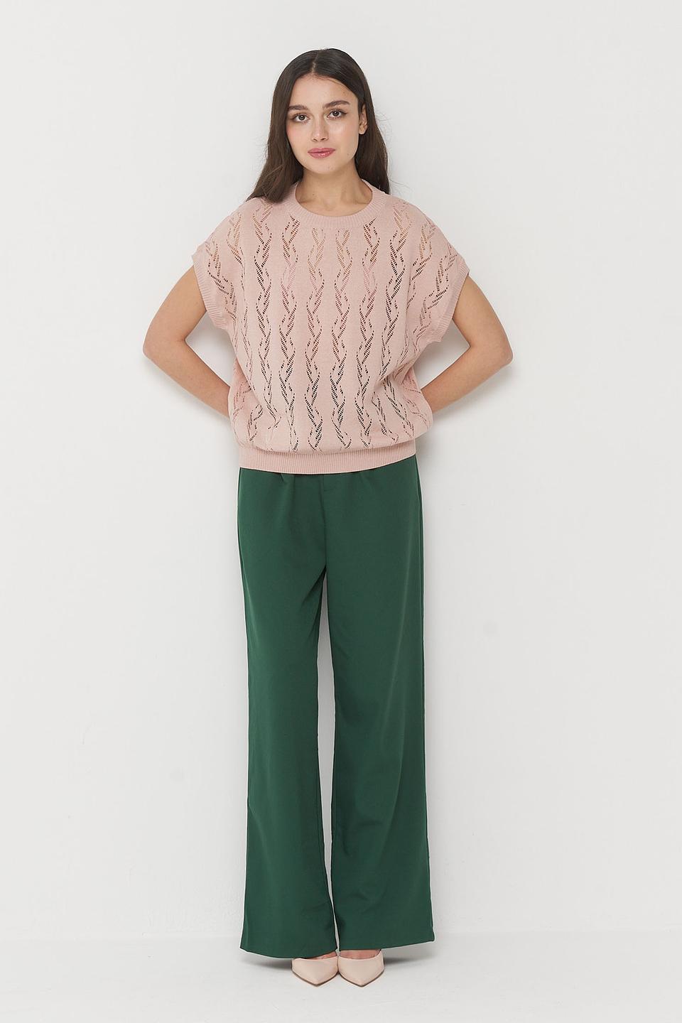 Джемпер VAY с ажурной вязкой бежевый