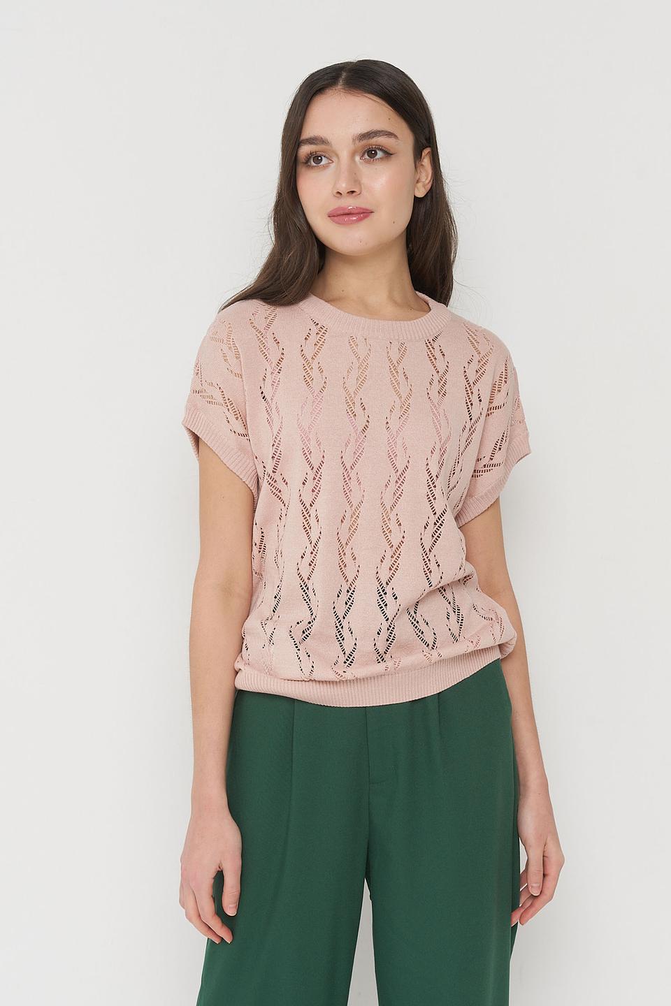 Джемпер VAY с ажурной вязкой бежевый