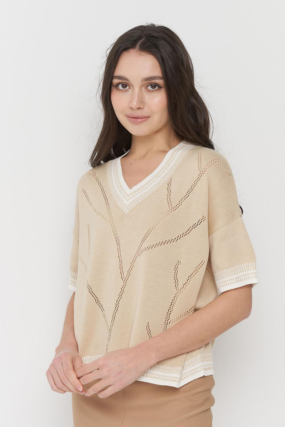 Джемпер VAY с V-образным вырезом бежевый